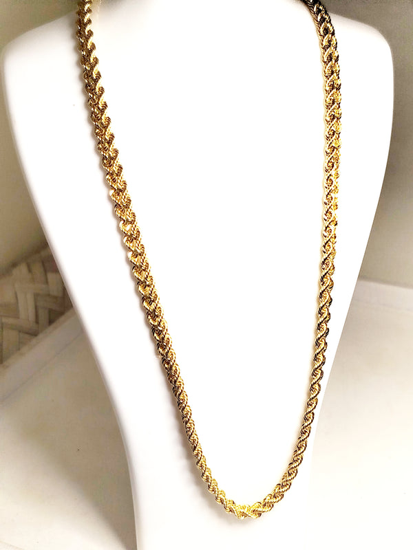 Collier Princesse Tressé Or Jaune 18k Mousqueton 45cm