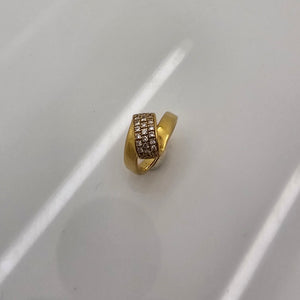 Jonc en Or Jaune 18K avec Diamants - T53 - 6.66gr