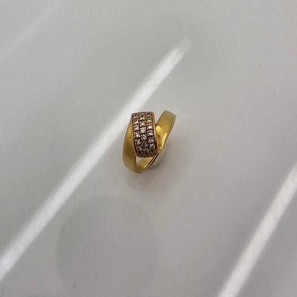 Jonc en Or Jaune 18K avec Diamants - T53 - 6.66gr