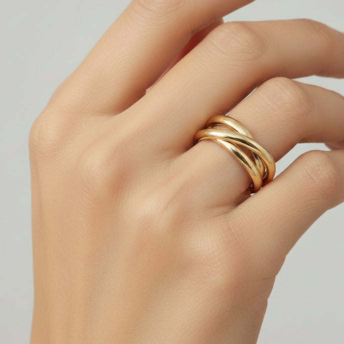 Bague en Or Jaune 18K - Taille 55