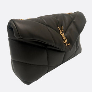 Sac à bandoulière Saint Laurent Puffer en cuir gris