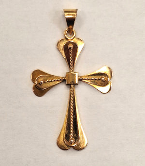Pendentif Croix Or Jaune 18K Tête d'Aigle 2.38 Grs