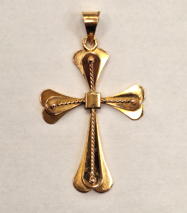 Pendentif Croix Or Jaune 18K Tête d'Aigle 2.38 Grs