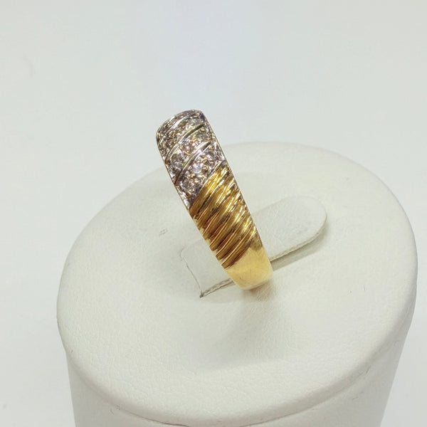 Bague empierrée en Or Jaune & Blanc 18k