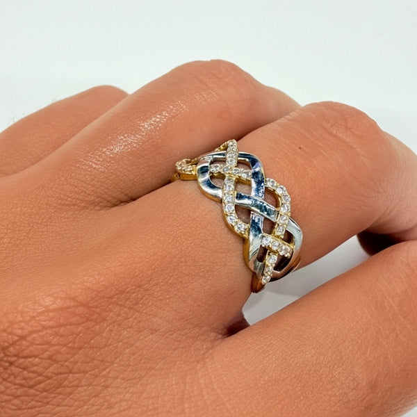 Bague Tressée en Or Jaune 18K - 3.32g - Taille 54