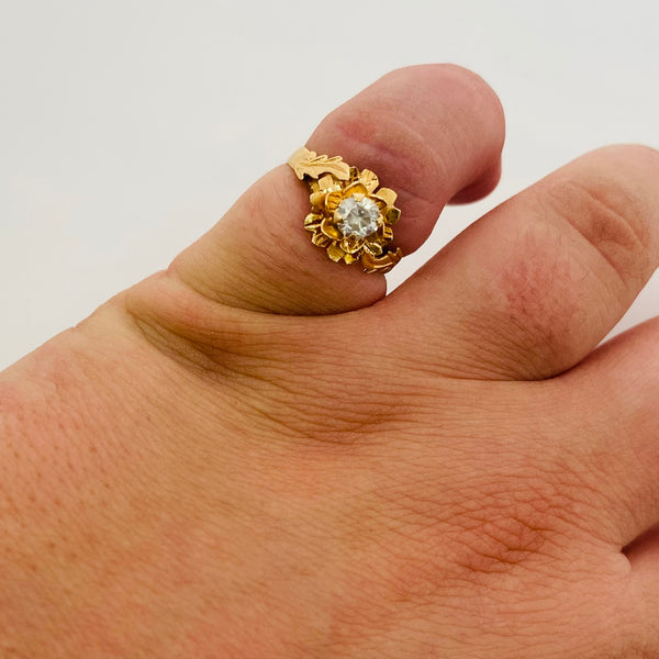 Solitaire en Or Jaune 18k avec Zirconium 1ct