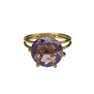 Bague en or jaune 18k et améthyste