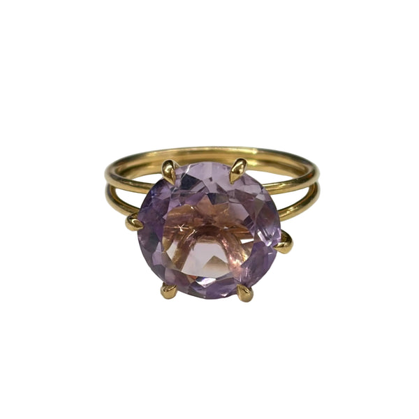 Bague en or jaune 18k et améthyste