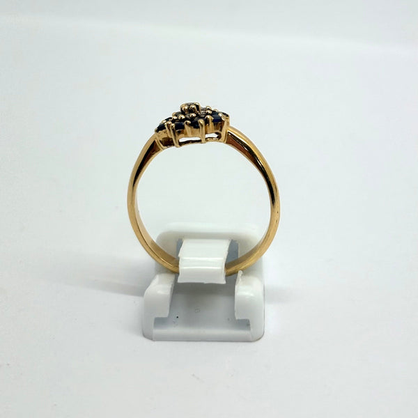 Bague Marguerite en Or Jaune avec Diamants et Saphir