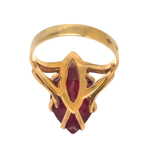 Bague Rubis Or Jaune Marquise 18 Carats Taille