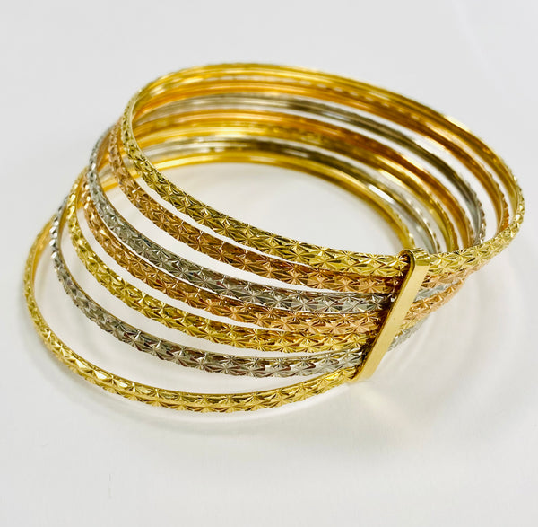 Bracelet Semainier Jonc Or 18K Tricolore