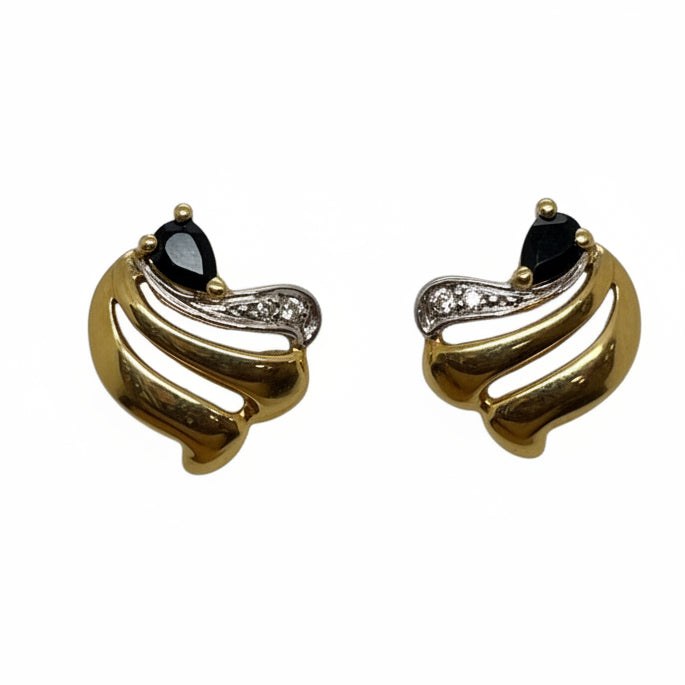 Boucles d'oreilles en Or Jaune et Blanc 18 k -  2.25 G