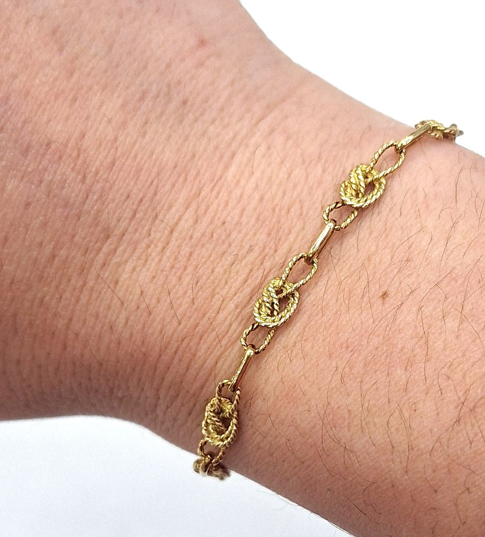 Bracelet Maillon Or Jaune 18K Nœuds Marins