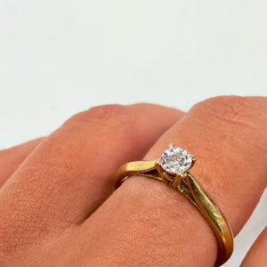 Solitaire Diamant Or Jaune et blanc 18k Taille 56
