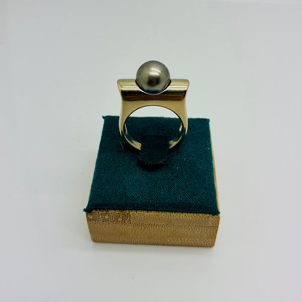 Bague perle Tahiti en or blanc 18K Taille-52