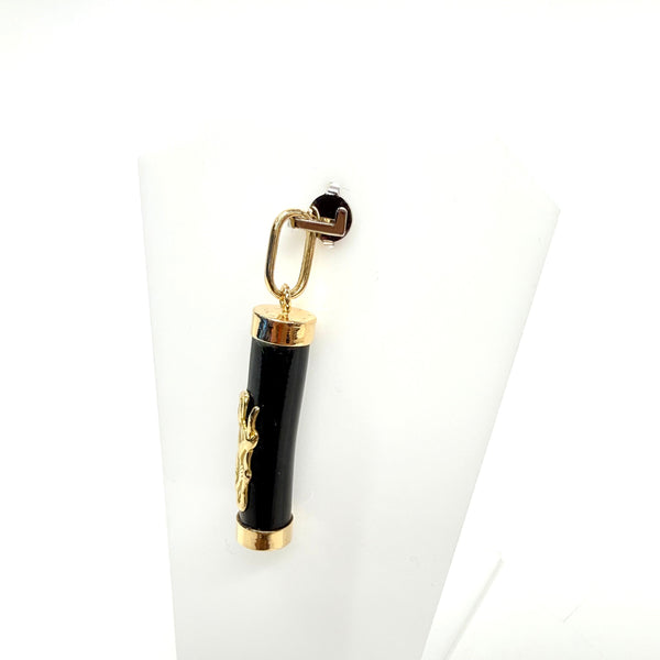 Pendentif Tiki en Or Jaune et Onyx 18k - 3.12 Grs