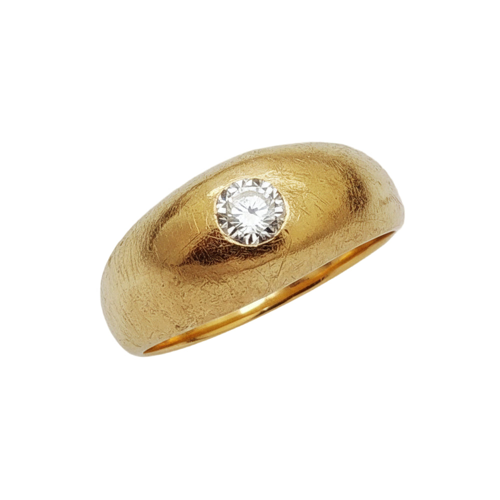 Bague jonc en Or Jaune 18K avec diamant  6.89Grs - Taille 53