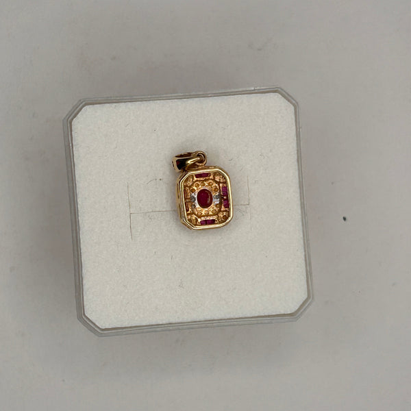 Pendentif Or Jaune 750/1000 avec Rubis et Diamants