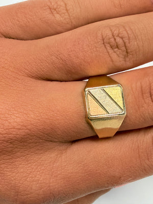 Bague Chevalière en Or Jaune 18K Taille-58