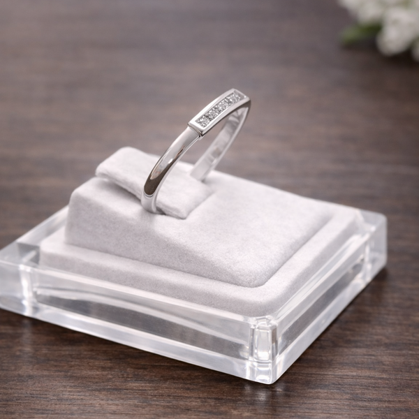 Bague Demi Tour en Or Gris 18K - Taille 54 - 1.34G