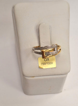 Bagues Alliance Or Jaune et Blanc 18 Carats avec Diamants