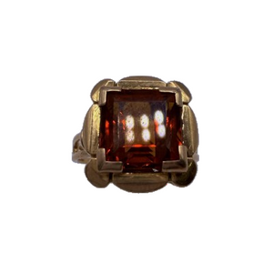 Bague Ambre en Or Jaune 18K - Taille 51.5