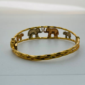 BRACELET JONC ÉLÉPHANT - OR JAUNE, GRIS ET ROSE 18K