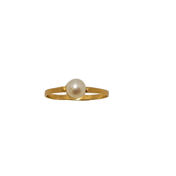 Bague Solitaire Or Jaune 18K avec Perle
