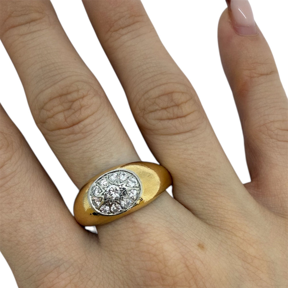 Bague Or Jaune 18K avec Diamants Taille-66