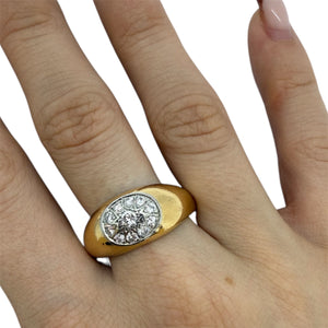 Bague Or Jaune 18K avec Diamants Taille-66