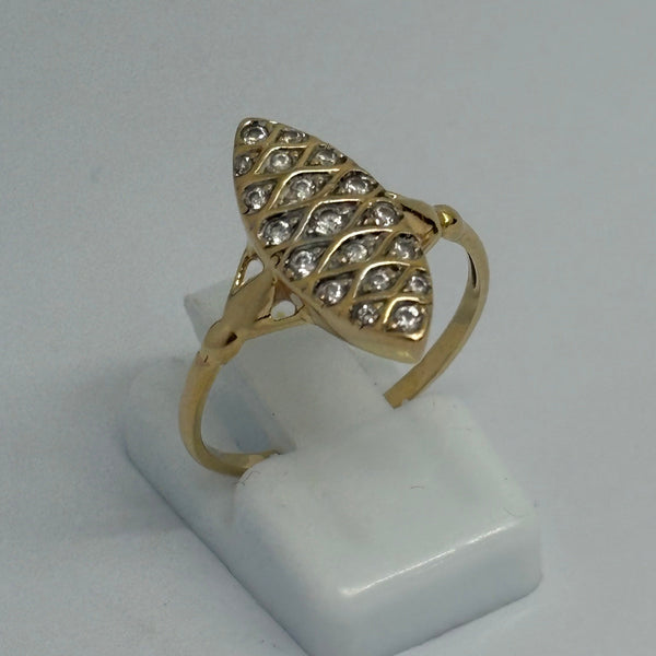 Bague Marquise en Or Jaune 18K - Taille 56 - 2.87g