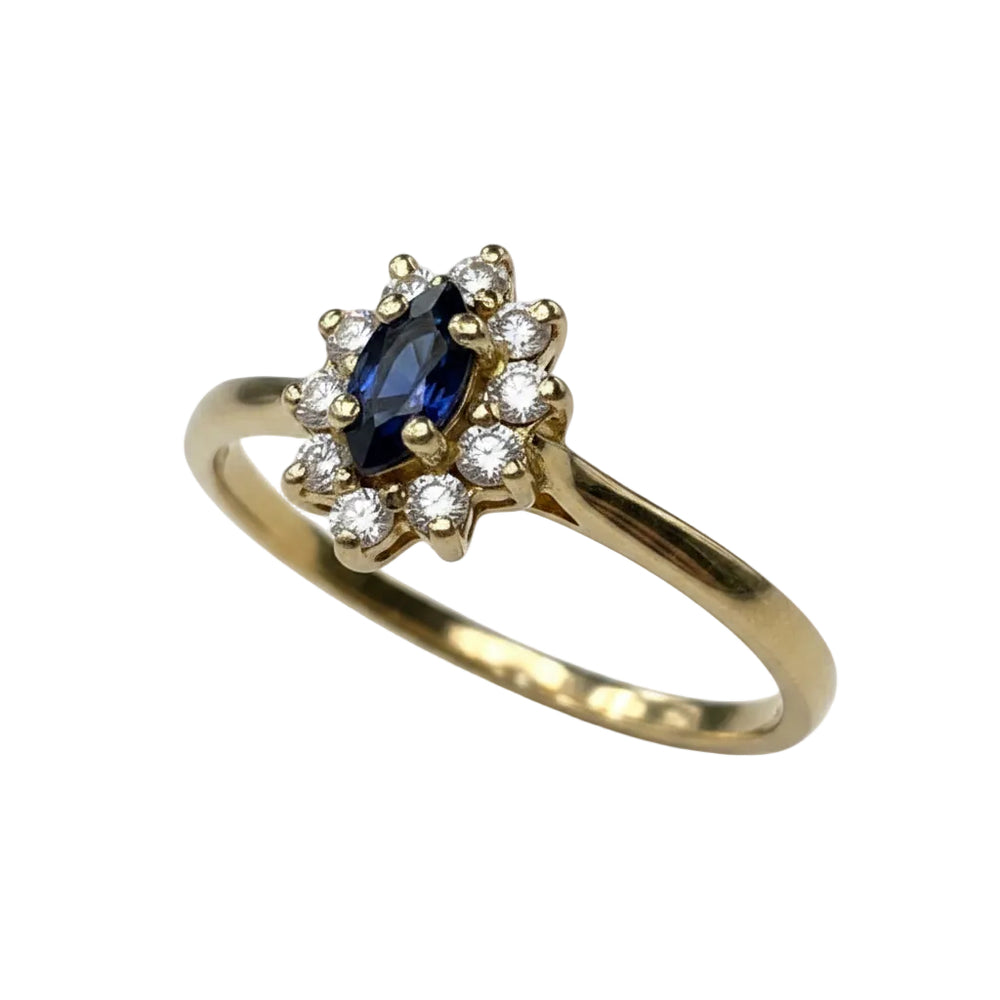 Bague Marguerite Or Jaune 750/1000 avec Saphir