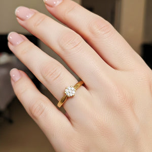 Bague solitaire en Or jaune 18K - Taille 50