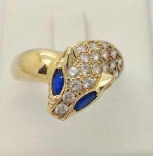 Sublime Bague Serpent Or Jaune 18 K - Taille 56 - 4.45 G