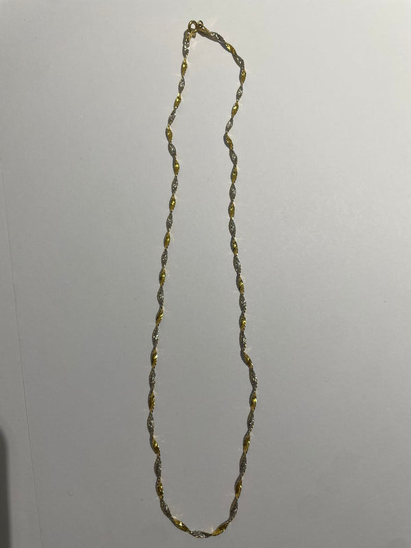 Collier Ras du Cou en Or Jaune et Blanc 18K 4.33 Grs