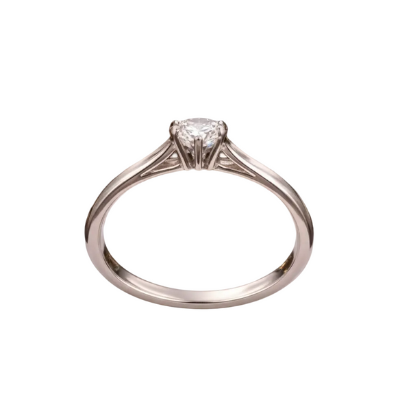 Bague Solitaire en Or Blanc 18K - Taille 49 -  1.31 G