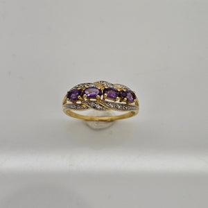 Authentique bague en or jaune 18 K - Taille 60