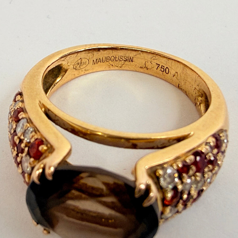 Bague en or jaune avec diamants et rubis  18 K - 6.5 Grs