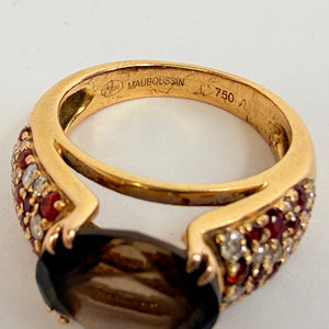 Bague en or jaune avec diamants et rubis  18 K - 6.5 Grs