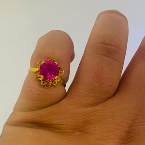 Bague Solitaire en Or Jaune 22K Taille-50