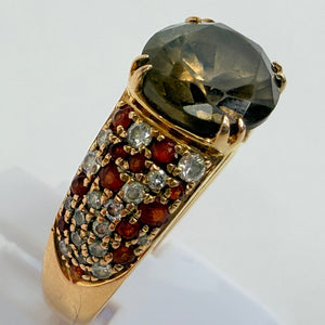 Bague en or jaune avec diamants et rubis  18 K - 6.5 Grs