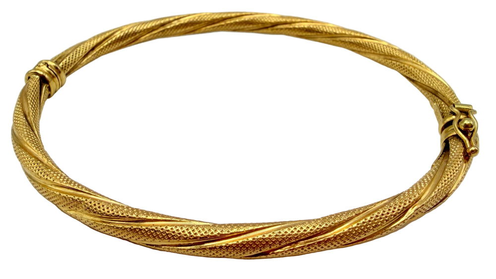 Bracelet Jonc Or Jaune 18 Carats 7.38 Grs Poids-7.38 Grs