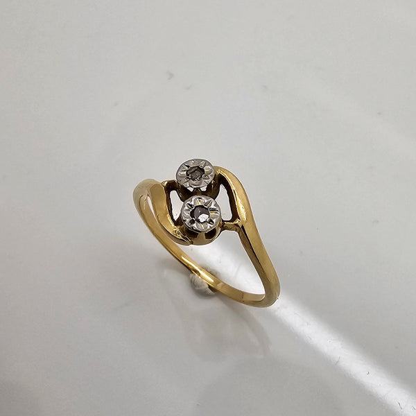 Bague Solitaire Or Jaune 18K - 2.57 G - Taille 57 Diamant