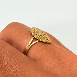 Bague Marquise en Or Jaune 18k Taille-57