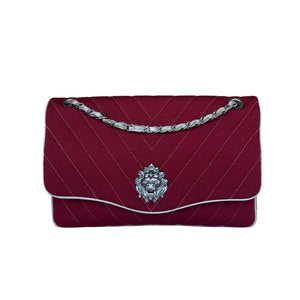 Sac à main Chanel Léo Vintage en jersey rouge - Fermoir tête