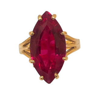Bague Rubis Or Jaune Marquise 18 Carats Taille