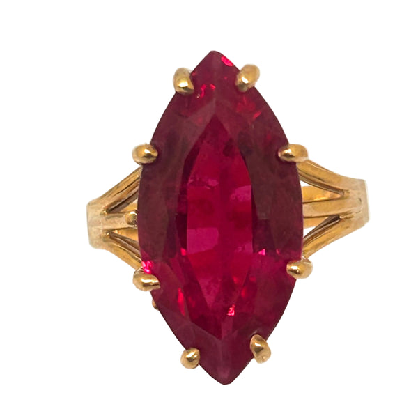 Bague Rubis Or Jaune Marquise 18 Carats Taille