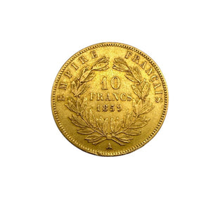 Pièce 10 francs en Or jaune 20 K napoléon III