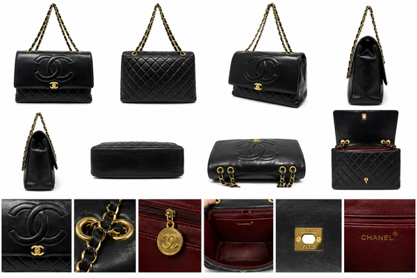 Sac porté épaule Chanel Cuir Noir Maxi Classic Flap Jumbo