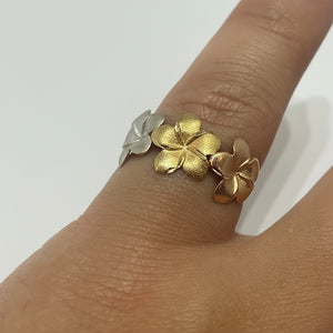 Bague Or Jaune Demi Tour Fleur 18 Carats - Taille 51.5 1.65 Grs